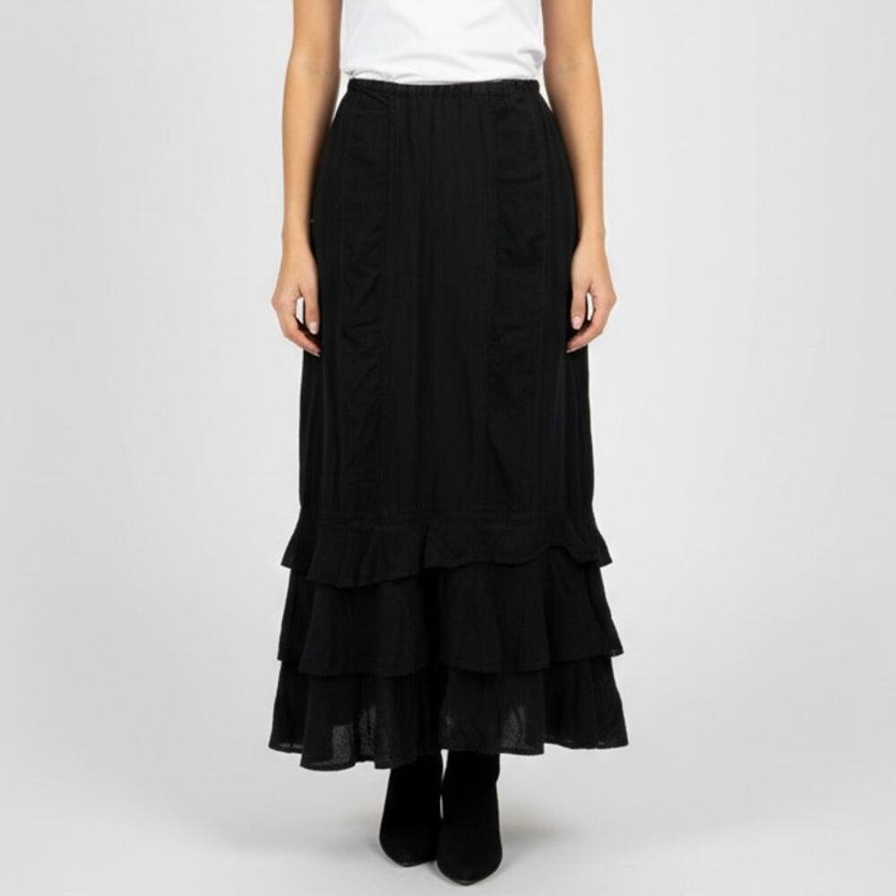 Vintage Y2K NC New Creation Women's Black Maxi Skirt Size 4 Layered Casual